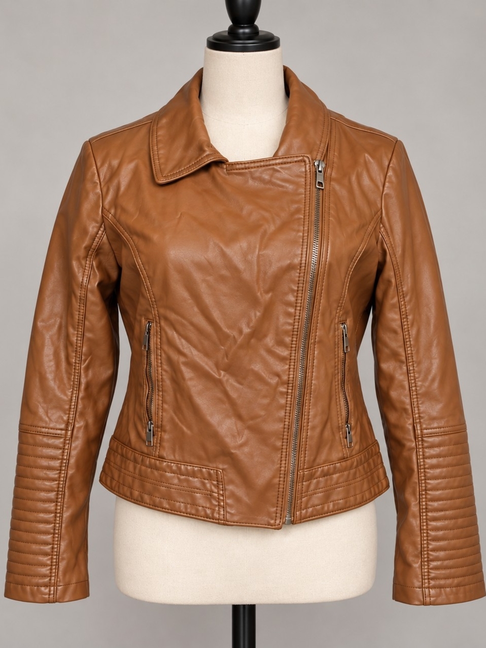 Universal Thread Brown Faux Leather Moto Jacket Size L